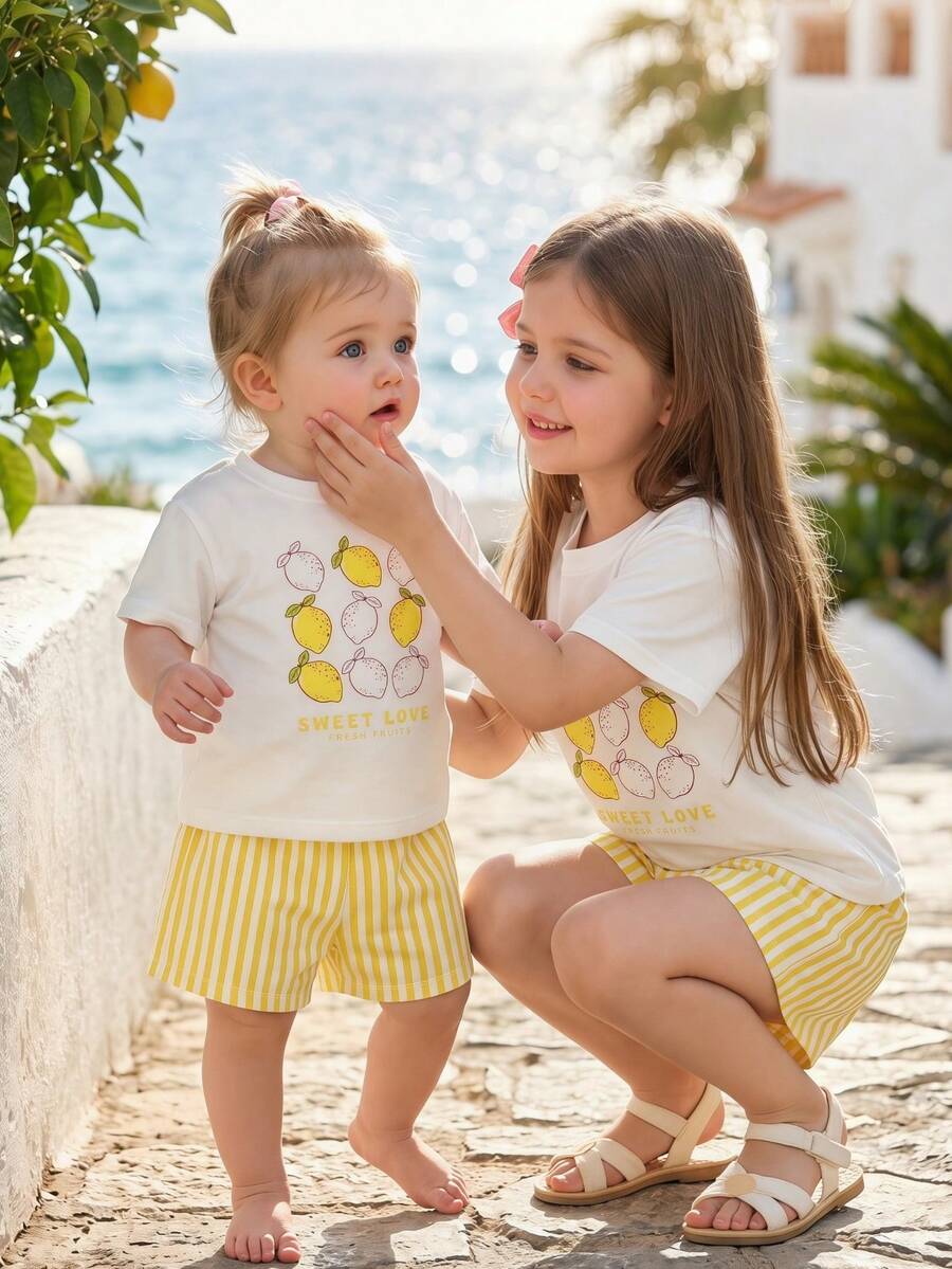 Classic Everyday Shorts Set For Baby Girls With Daddy's Girl T Shirt