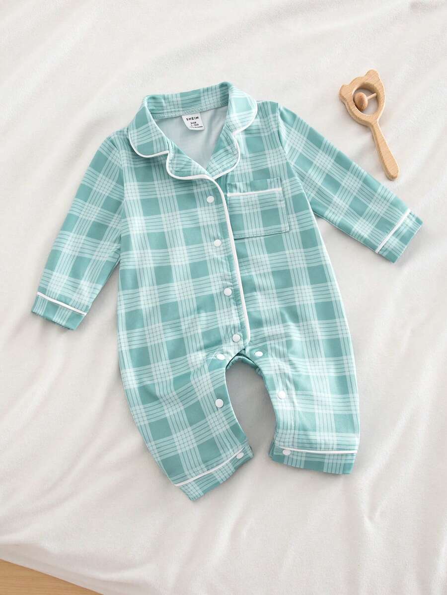 Baby Boy Bear Print Romper and Pants Set with Long Sleeve Snap Up Design