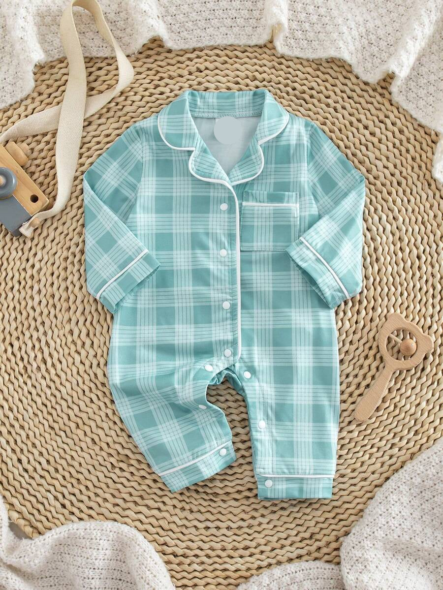 Baby Boy Bear Print Romper and Pants Set with Long Sleeve Snap Up Design