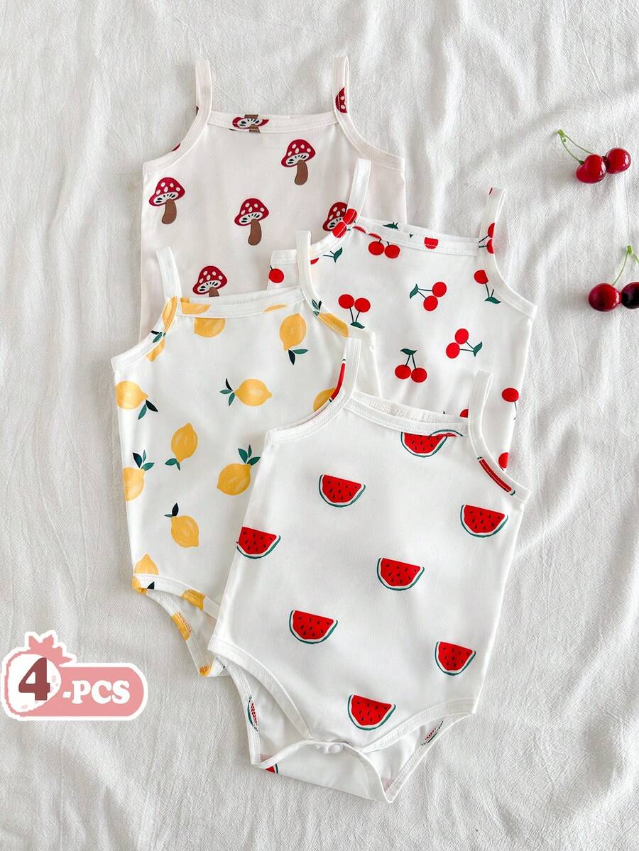 Baby Girl Ditsy Floral Rompers - Countryside Vintage Style 4 Piece Set