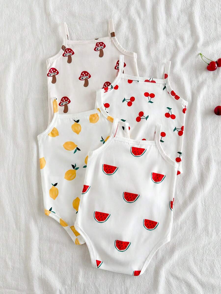 Baby Girl Ditsy Floral Rompers - Countryside Vintage Style 4 Piece Set