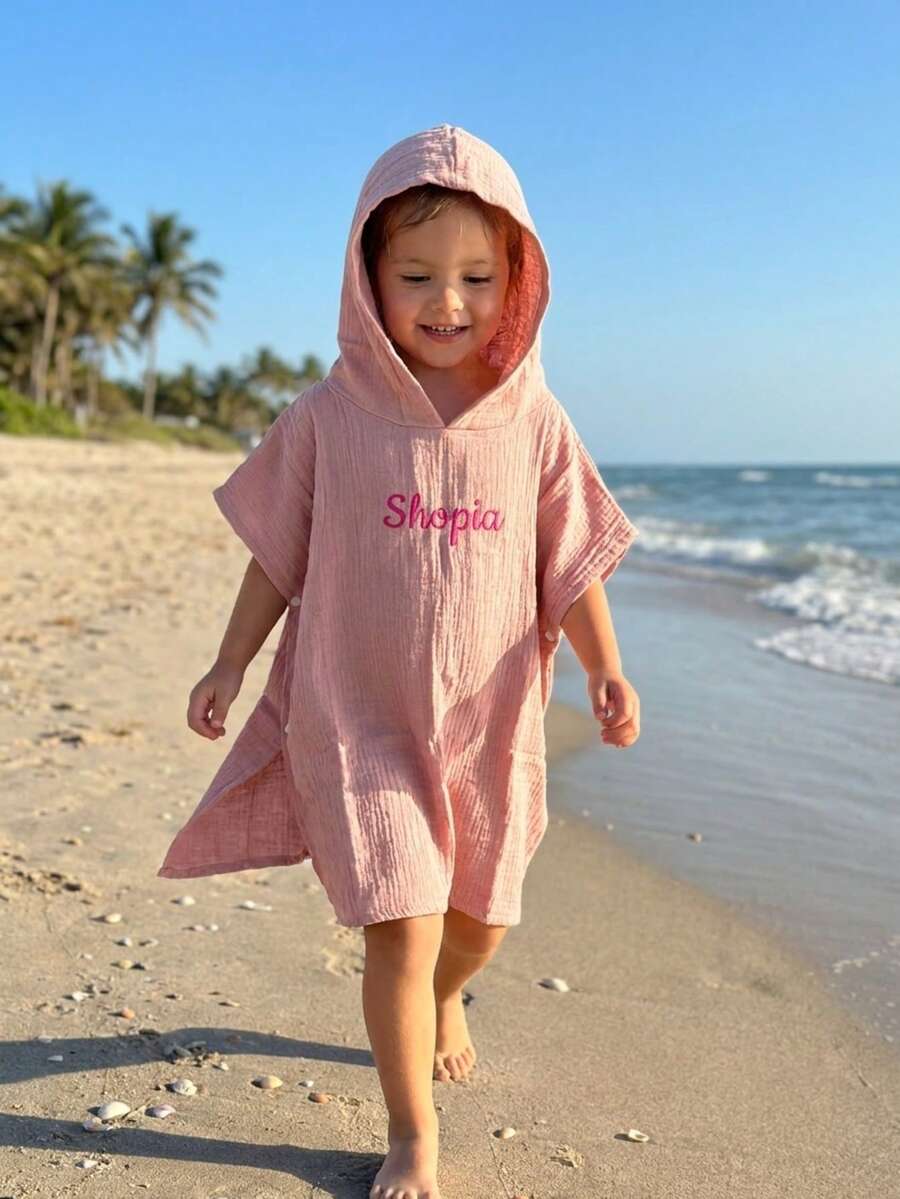 Personalized Toddler Hooded Towel Cape Custom Name Embroidered Quick Dry Bath and Swim Cover for Kids 1-3 Years