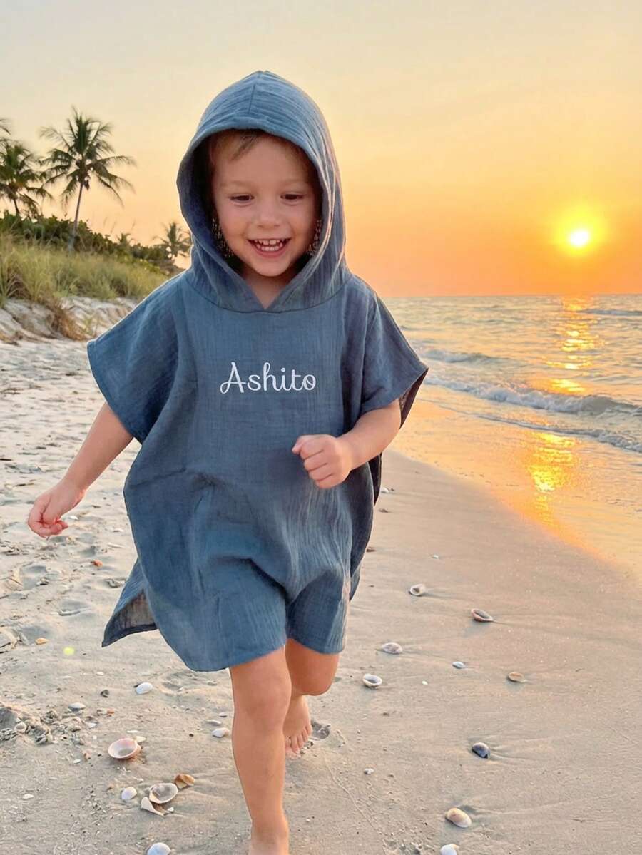Personalized Toddler Hooded Towel Cape Custom Name Embroidered Quick Dry Bath and Swim Cover for Kids 1-3 Years