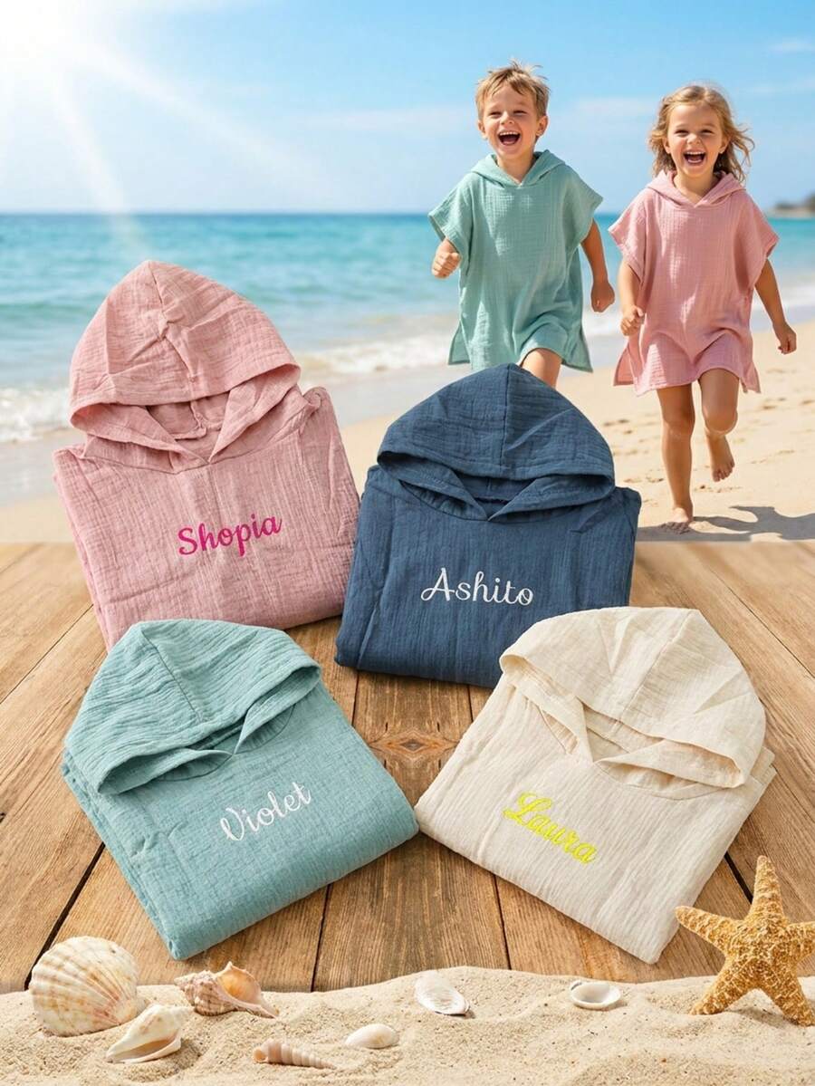 Personalized Toddler Hooded Towel Cape Custom Name Embroidered Quick Dry Bath and Swim Cover for Kids 1-3 Years