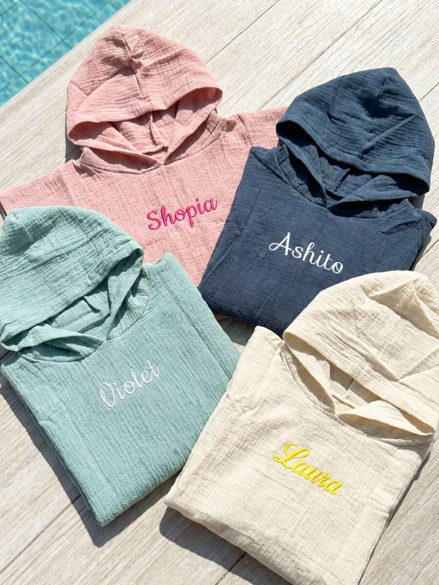 Personalized Toddler Hooded Towel Cape Custom Name Embroidered Quick Dry Bath and Swim Cover for Kids 1-3 Years
