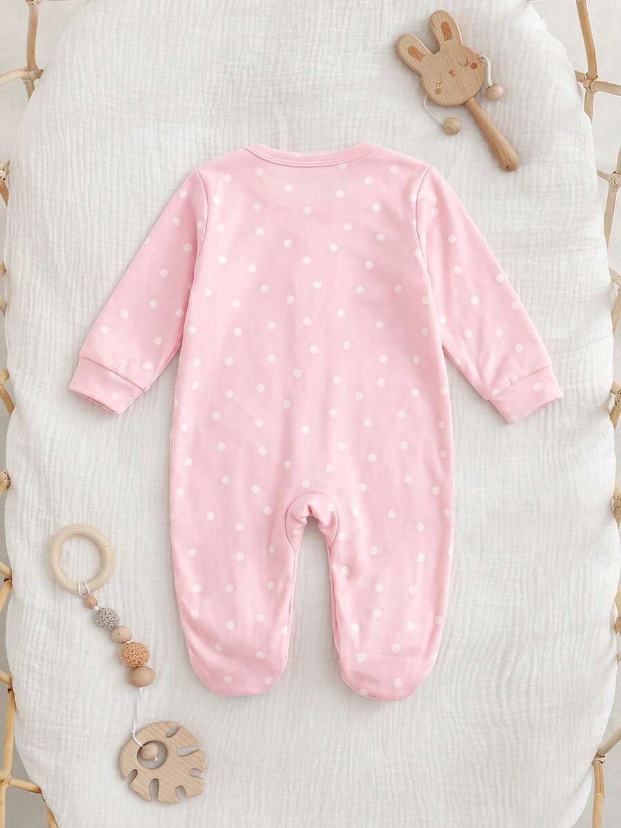 Floral Print Baby Girl Knit Romper with Long Sleeve Crew Neck Design