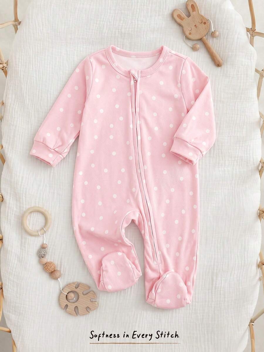 Floral Print Baby Girl Knit Romper with Long Sleeve Crew Neck Design