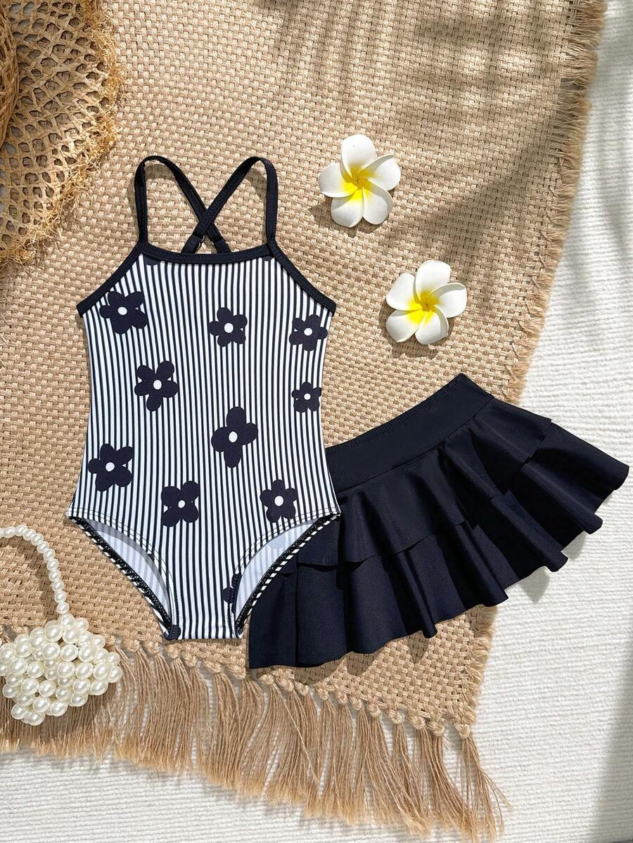 Little Girls Strawberry Swim Dress One Piece Beach Vacation Swimwear