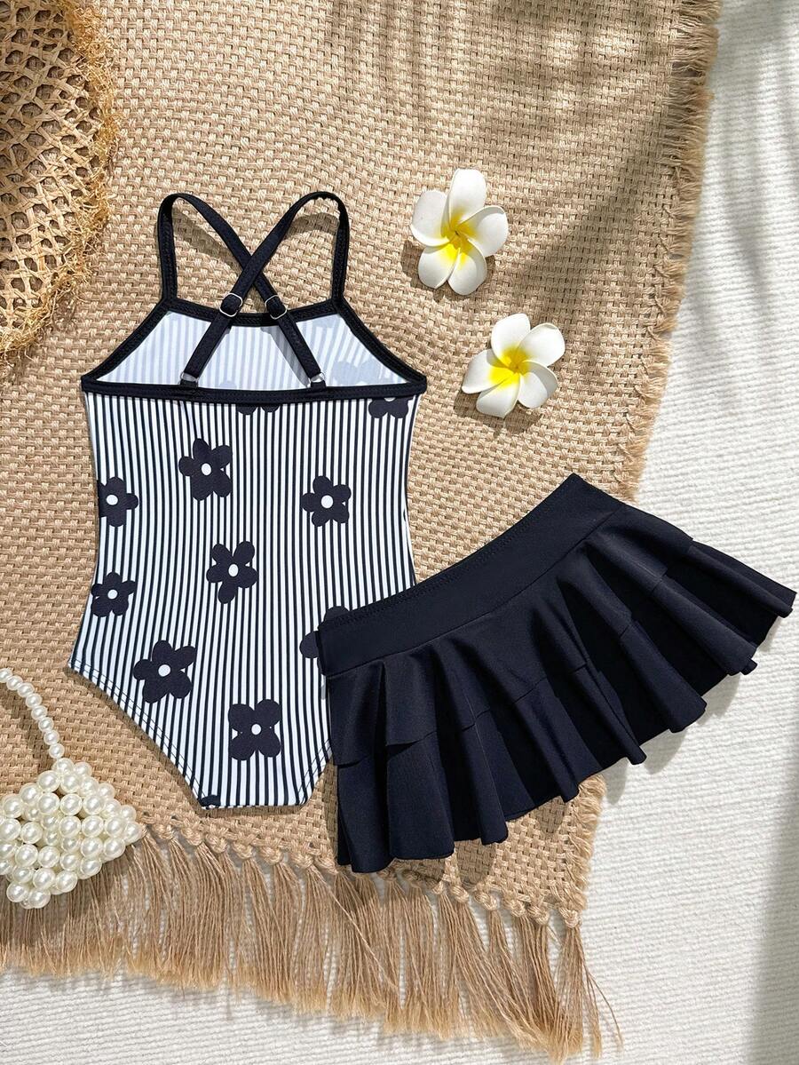 Little Girls Strawberry Swim Dress One Piece Beach Vacation Swimwear