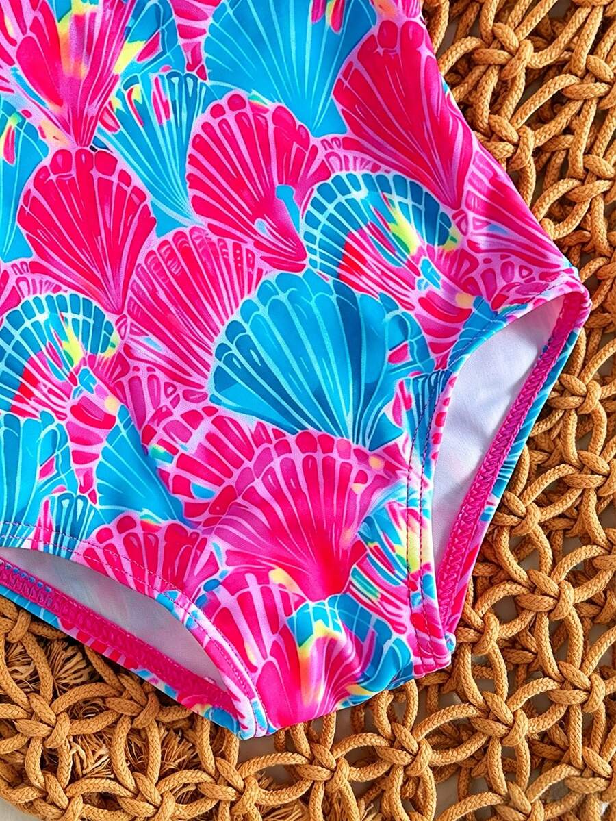 Baby Cherry Print Ruffle One-Piece Swimsuit for Vacation and Summer Play