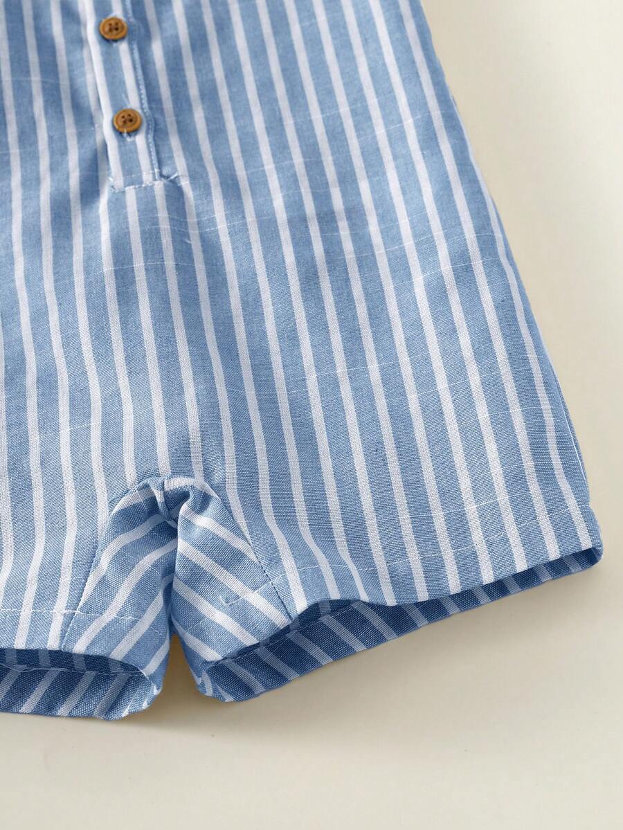Unisex Baby Striped Romper Set Casual Vacation Outfit For Newborns