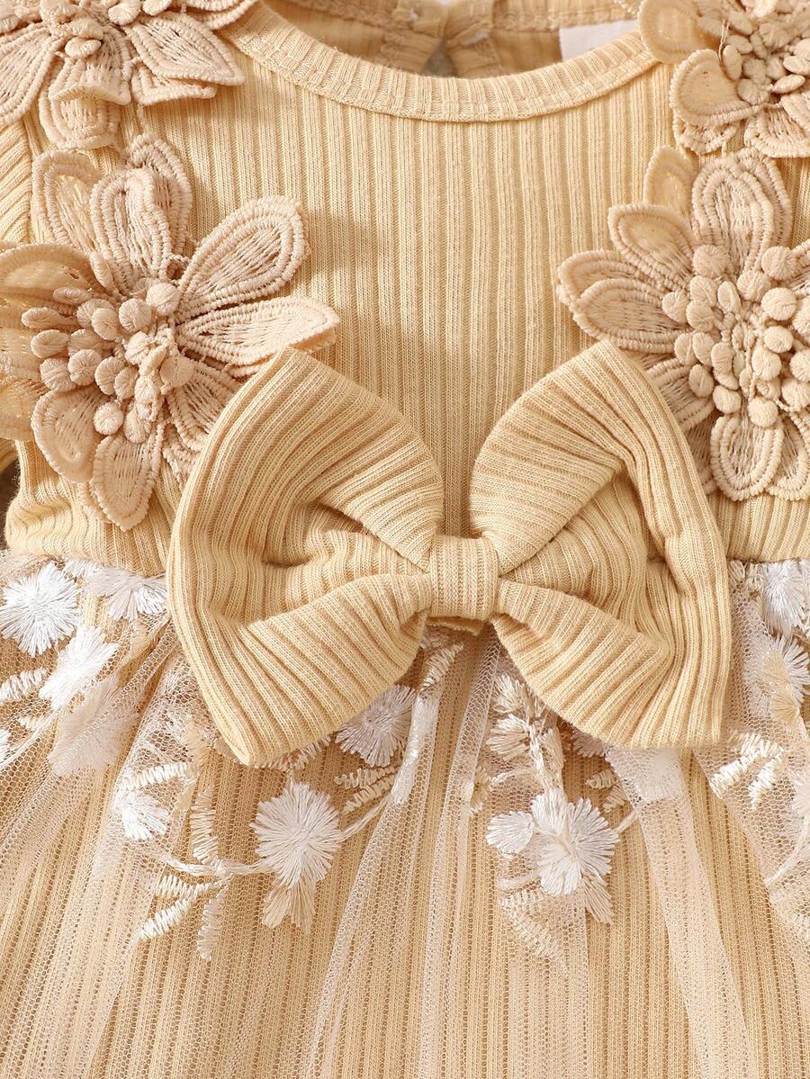 Baby Embroidered Mesh Dress and Headband Set for Elegant Outdoor Photoshoots and Special Occasions