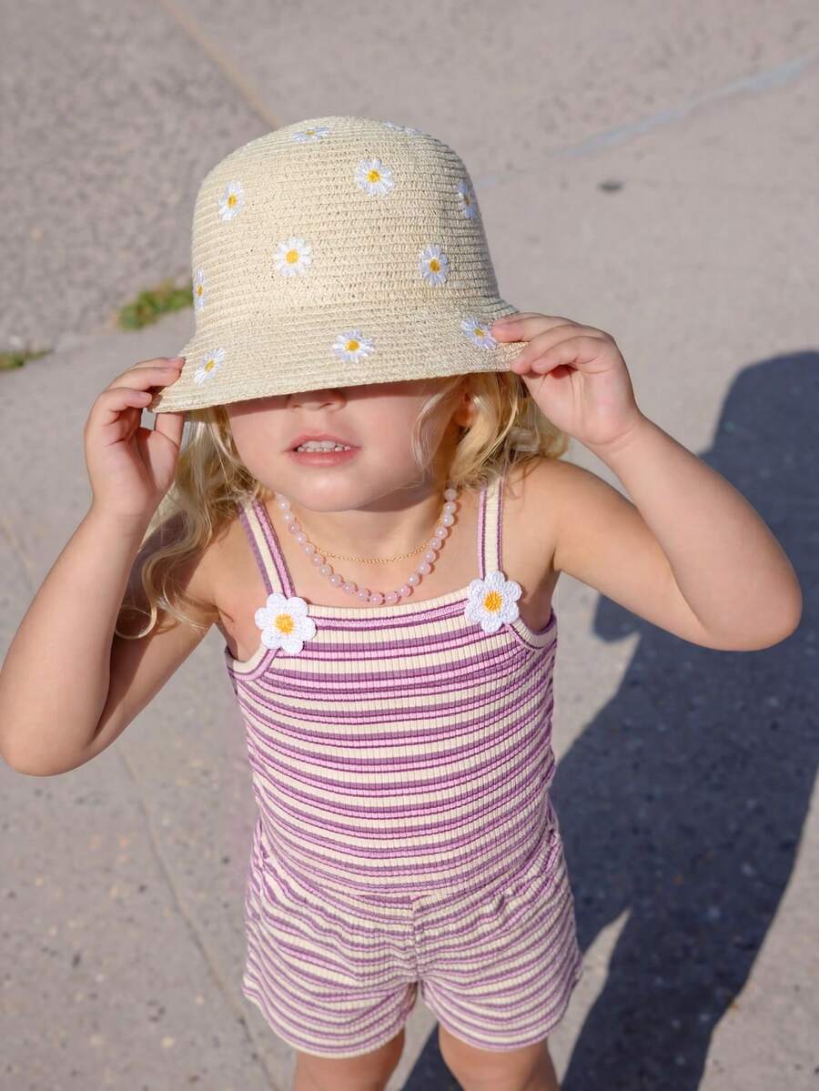 Striped Knit Camisole And Shorts Set For Baby Girls Summer Vacation Wear