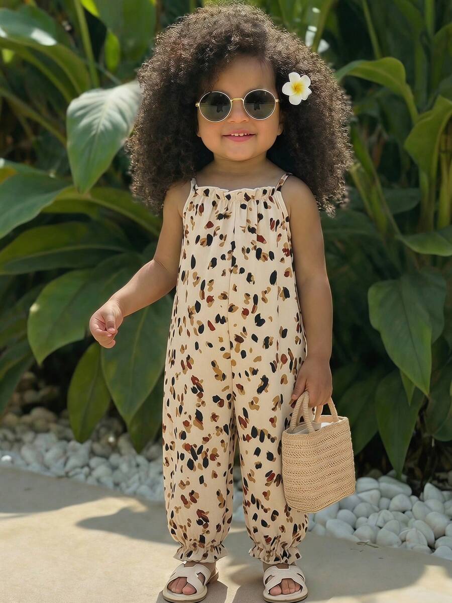 Baby Girl Casual Spaghetti Strap Jumpsuit Cute Sleeveless Summer Vacation Outfit For Newborn Infant Toddler Girls