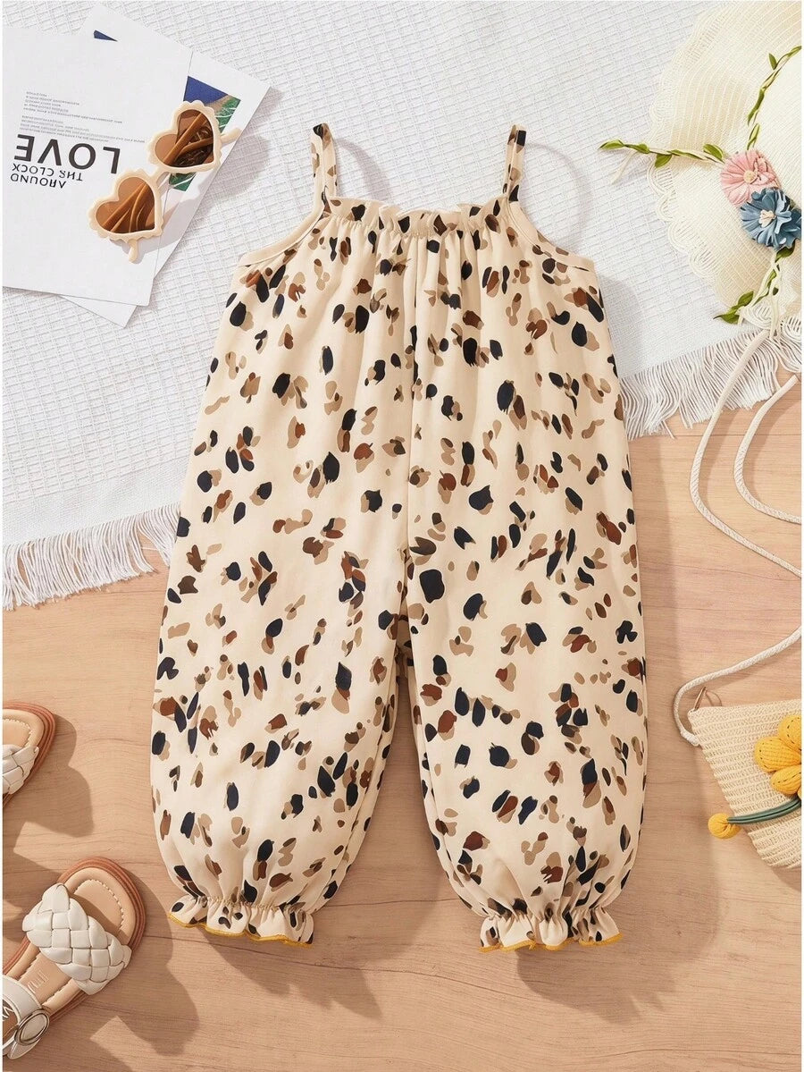 Baby Girl Casual Spaghetti Strap Jumpsuit Cute Sleeveless Summer Vacation Outfit For Newborn Infant Toddler Girls