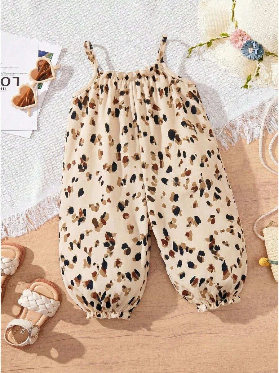 Baby Girl Casual Spaghetti Strap Jumpsuit Cute Sleeveless Summer Vacation Outfit For Newborn Infant Toddler Girls