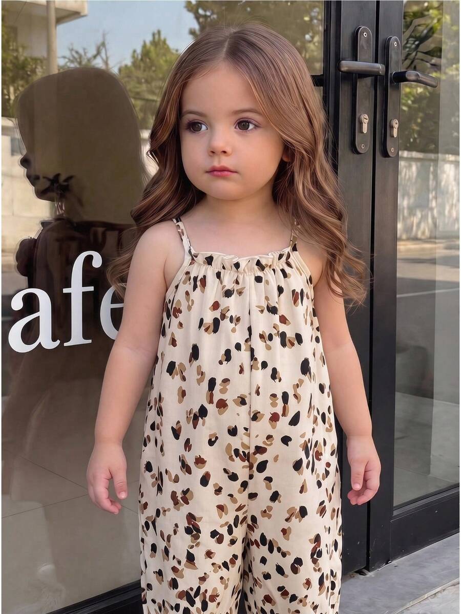 Baby Girl Casual Spaghetti Strap Jumpsuit Cute Sleeveless Summer Vacation Outfit For Newborn Infant Toddler Girls