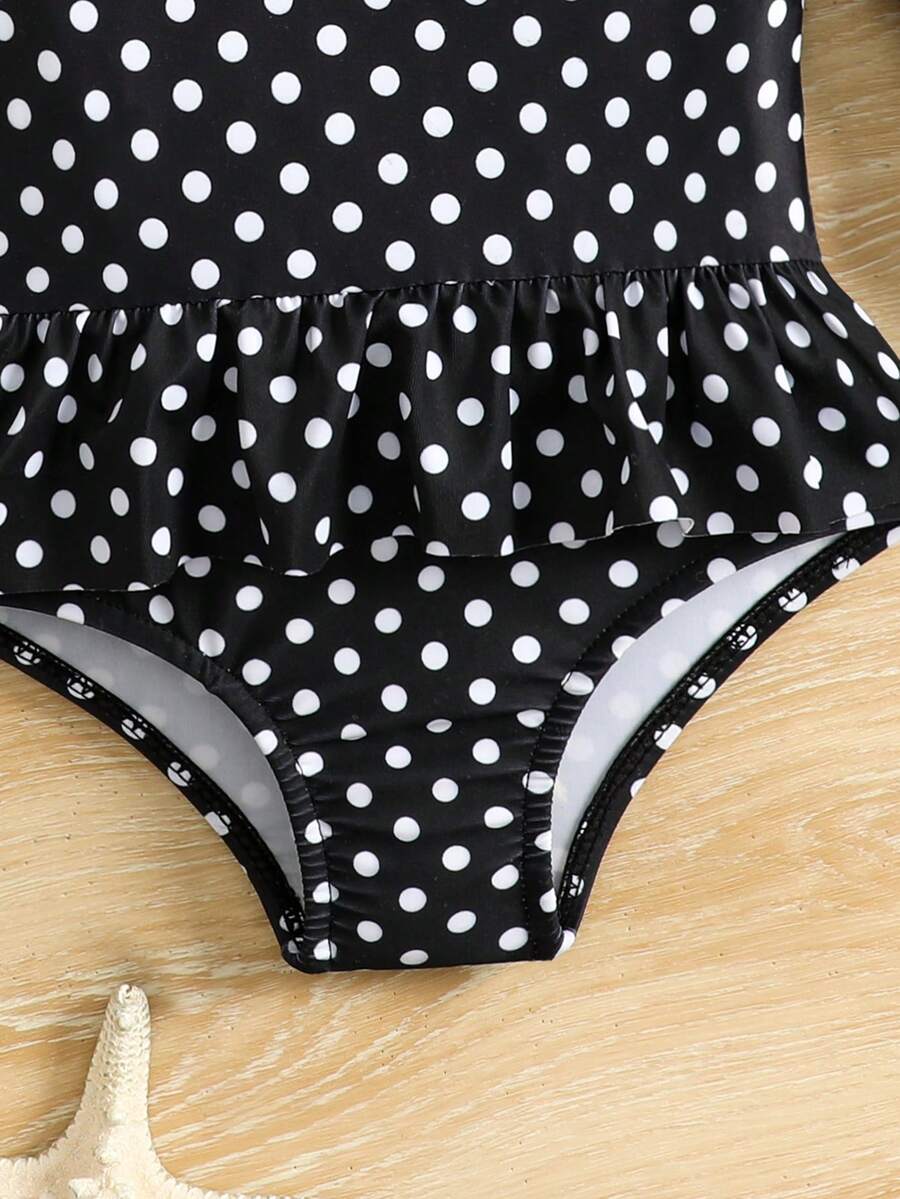Little Girls Floral Ruffle Swimwear And Matching Headband Summer Vacation Outfit