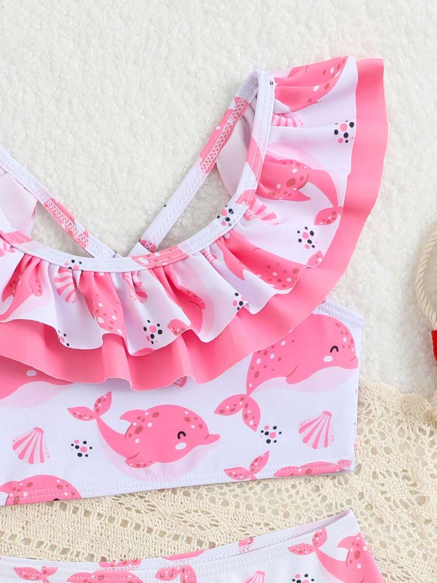Baby Girls Leopard Print Bikini Set With Ruffle Trim Cute Summer Swimwear