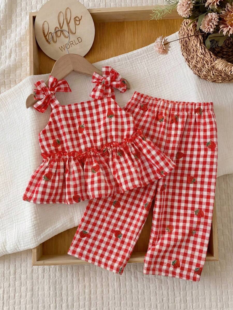 Fashion Striped Camisole Set For Baby Girls Casual Everyday Summer Clothing