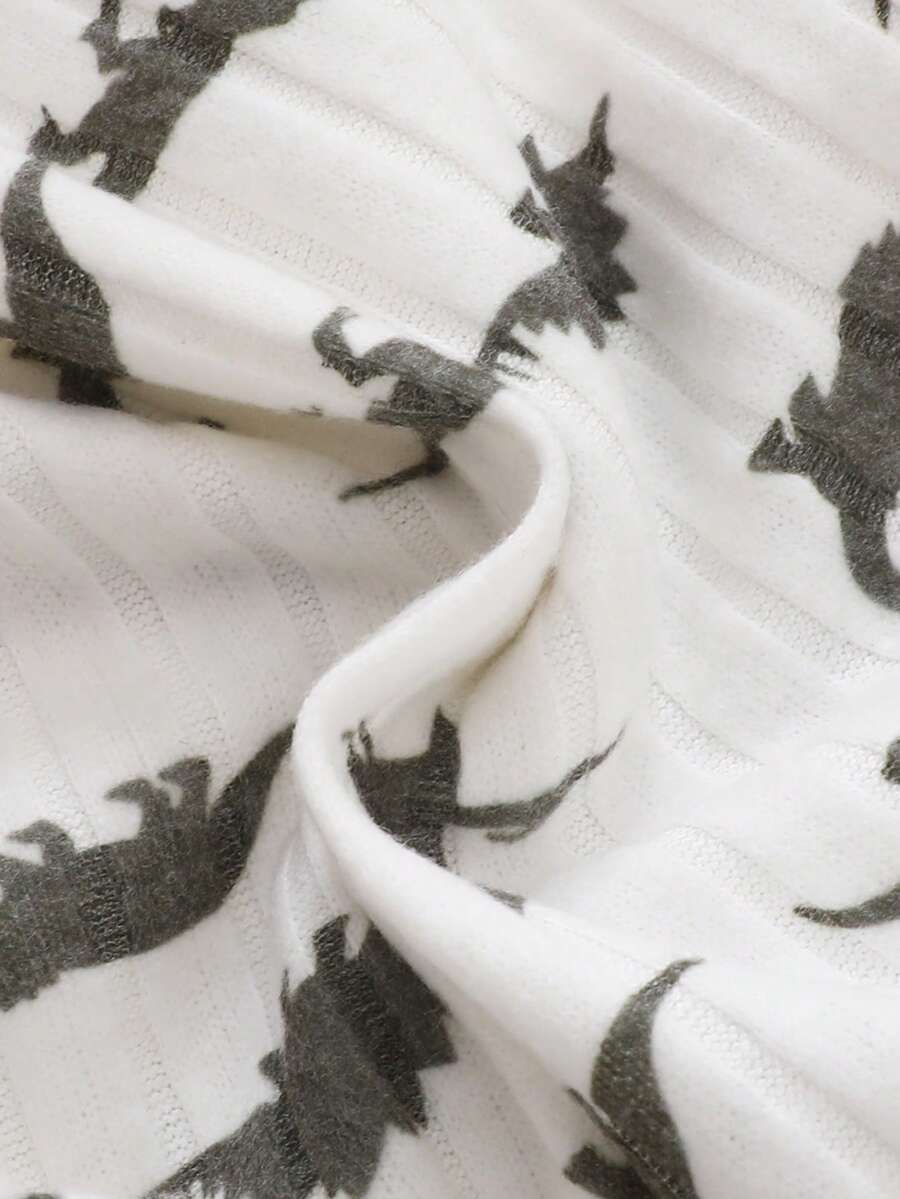 2PCS Baby Boy Dinosaur Print Top and Green Pants Set for Cute Casual Daily Wear