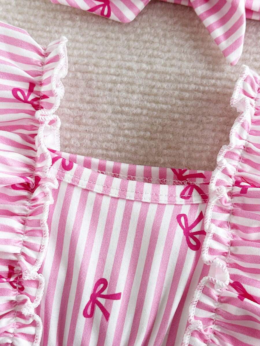 2PCS Baby Strawberry Plaid Dress and Bow Headband Set for Cute Spring and Summer Outings