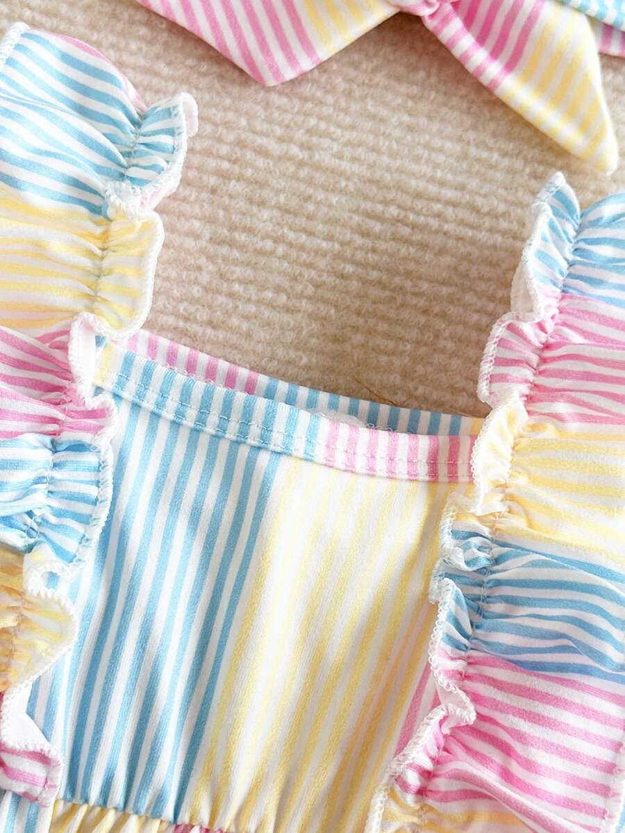 2PCS Baby Strawberry Plaid Dress and Bow Headband Set for Cute Spring and Summer Outings