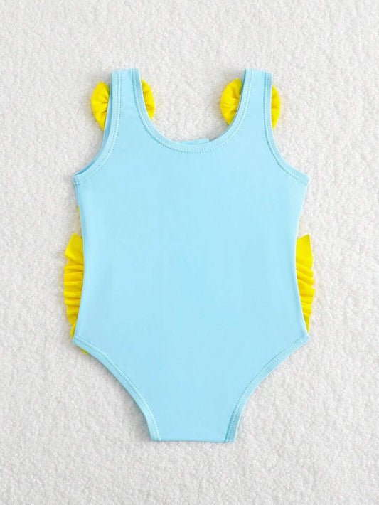 Baby Girl Duck Print Bow One Piece Swimsuit