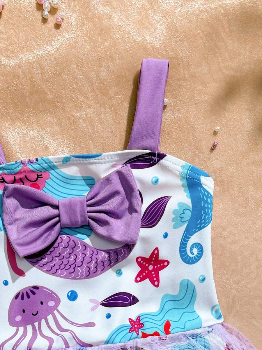 Baby Girls Mermaid Fish Scale One Piece Swimsuit Cute Ocean Princess Beachwear