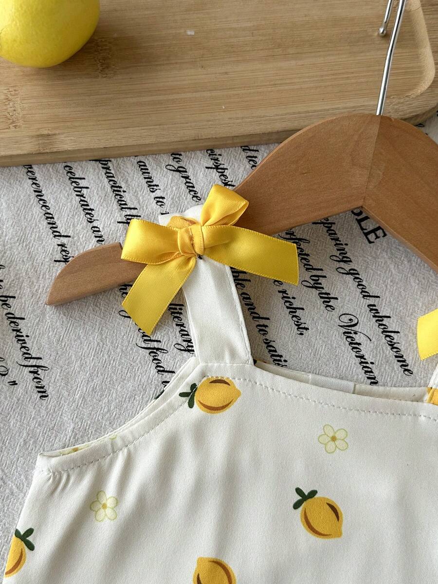 Cute Strap Vest And Shorts Set For Little Girls Cherry Print Clothing