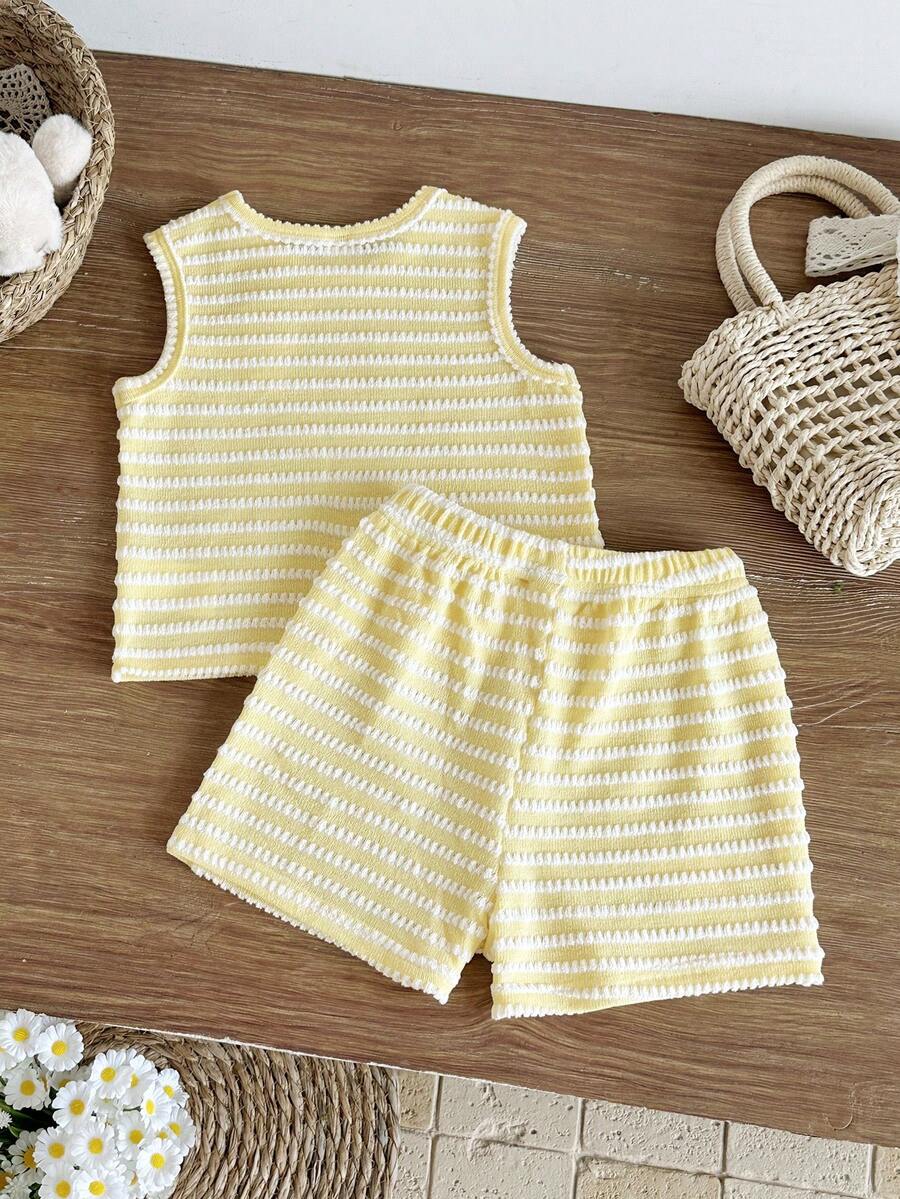 Sweet Style Strawberry Print Top & Shorts 2-Piece Set for Toddler Girls