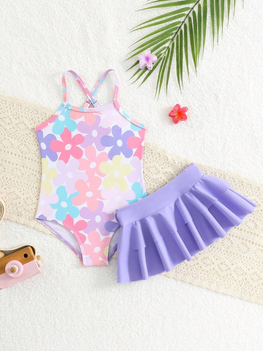 Little Girls Strawberry Swim Dress One Piece Beach Vacation Swimwear