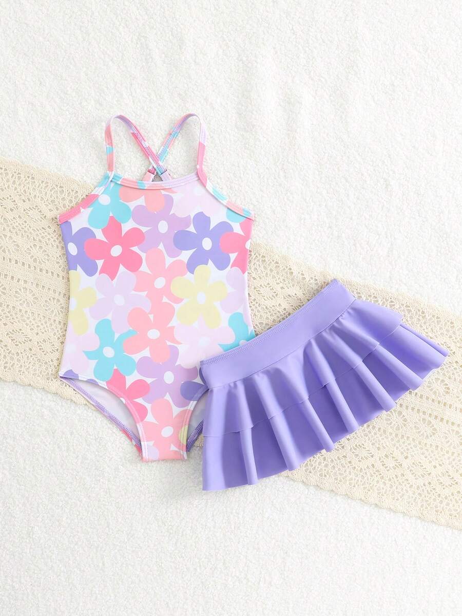 Little Girls Strawberry Swim Dress One Piece Beach Vacation Swimwear