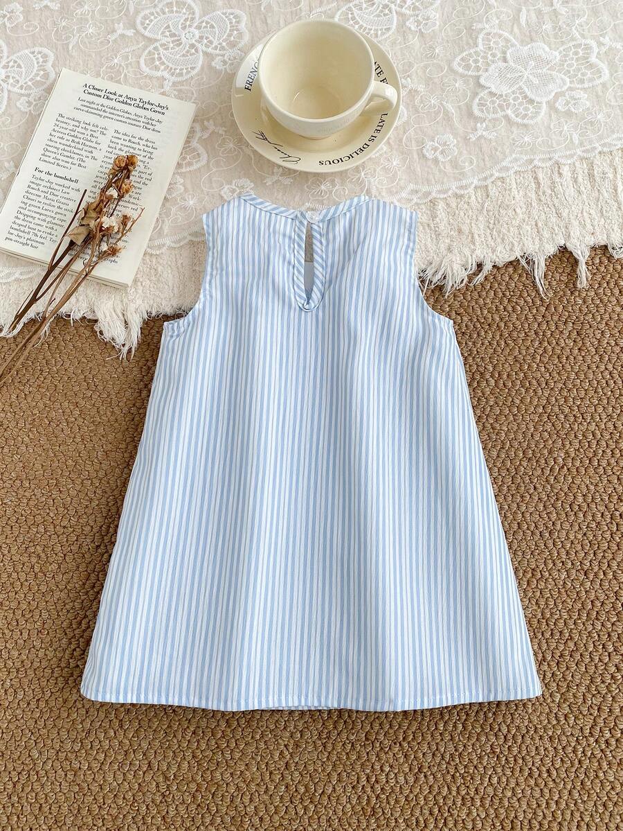 Sleeveless Long Dress with Embroidered Cartoon Duck for Toddler Girls