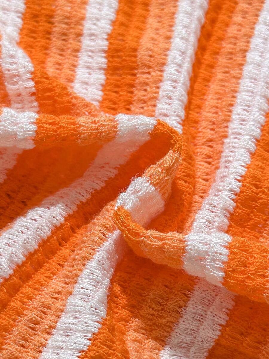 Striped Knit Camisole And Shorts Set For Baby Girls Summer Vacation Wear