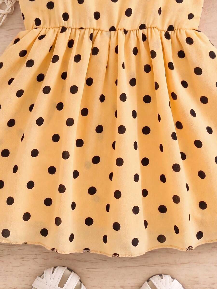 Newborn Baby Girl Red Polka Dot Flutter Sleeve Dress - Cute Vacation Style