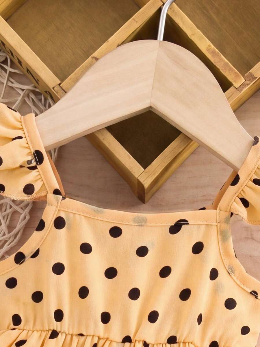 Newborn Baby Girl Red Polka Dot Flutter Sleeve Dress - Cute Vacation Style