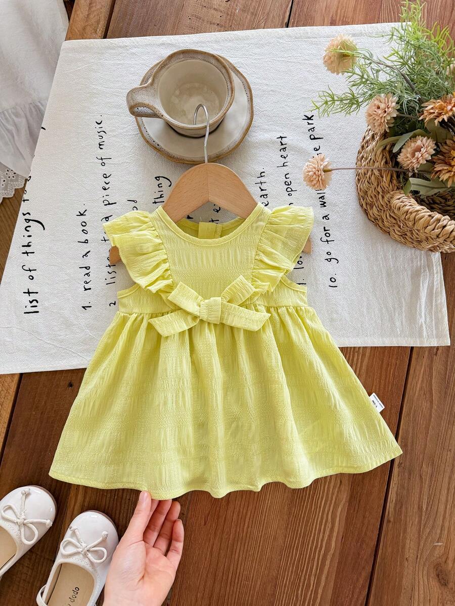 Cozy Pixies Floral Summer Dress - Contrast Color Bow & Waist Tie Detail