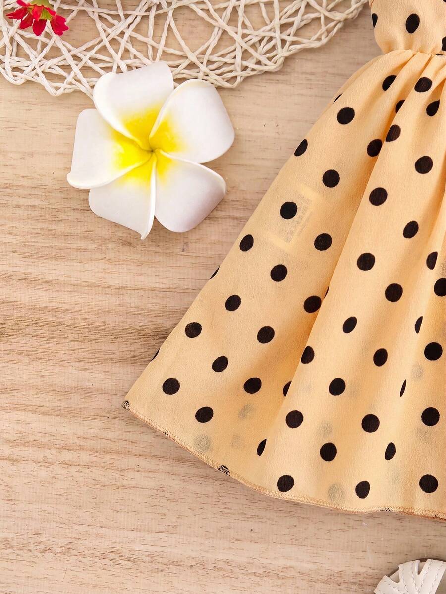 Newborn Baby Girl Red Polka Dot Flutter Sleeve Dress - Cute Vacation Style