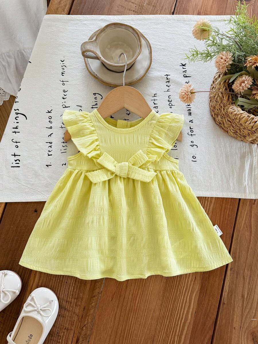 Cozy Pixies Floral Summer Dress - Contrast Color Bow & Waist Tie Detail
