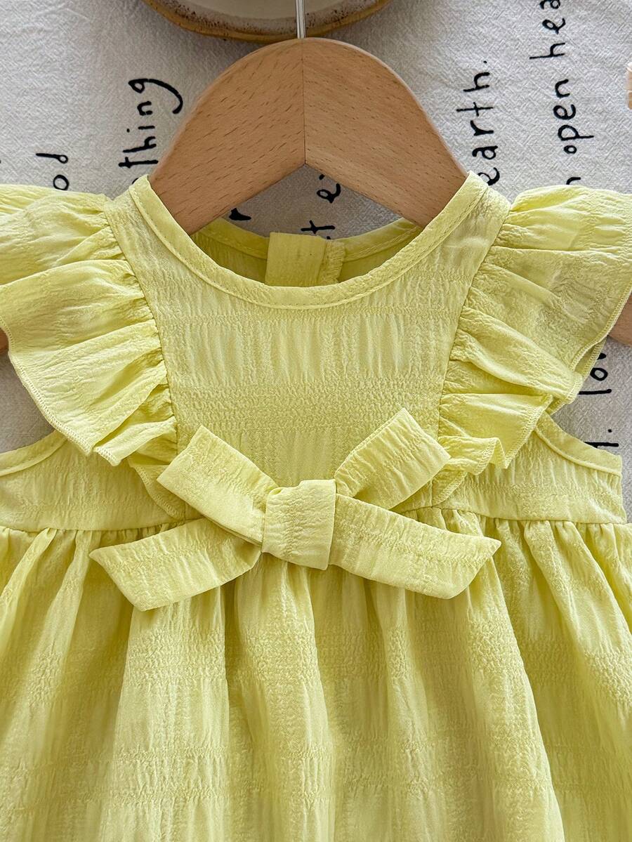 Cozy Pixies Floral Summer Dress - Contrast Color Bow & Waist Tie Detail