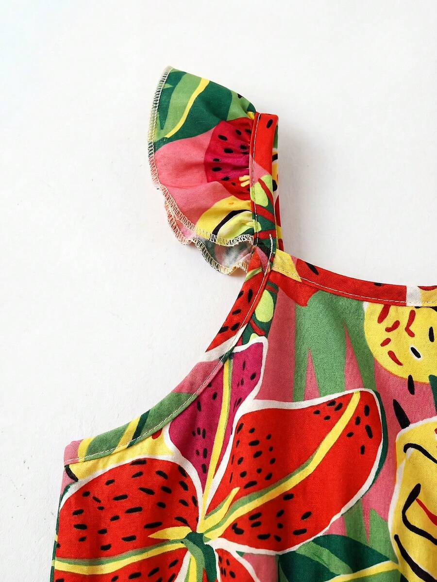 Baby Girl Retro Vintage Floral Dress - Sleeveless Elastic Waist Casual Sundress