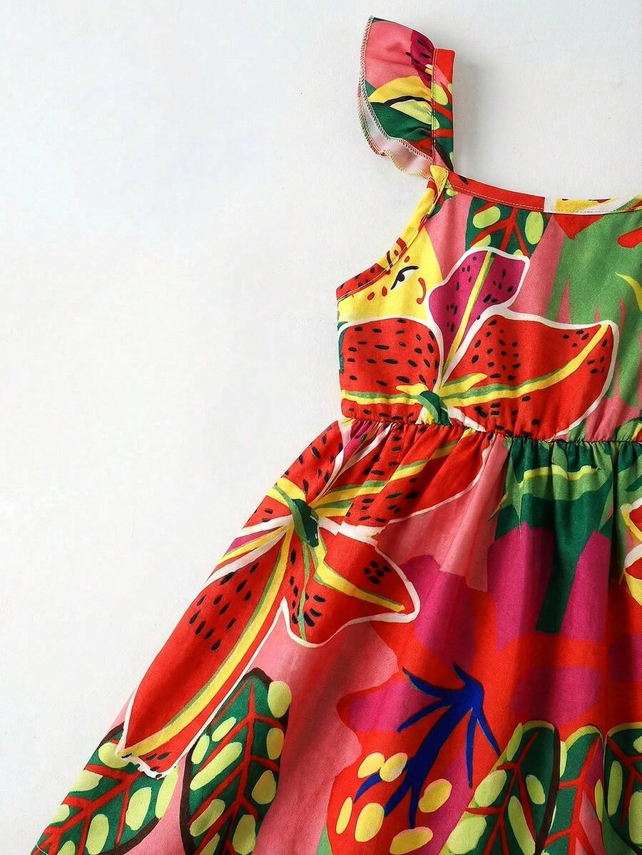 Baby Girl Retro Vintage Floral Dress - Sleeveless Elastic Waist Casual Sundress