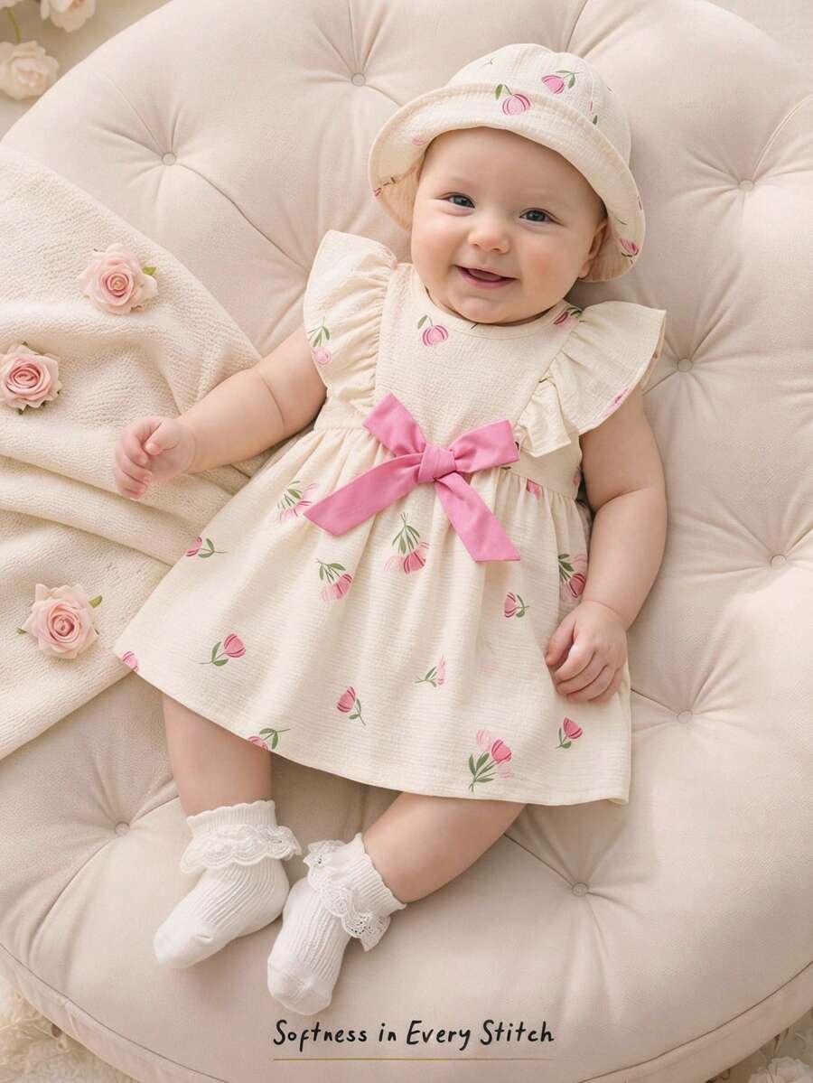 Baby Red Ruffle Waist Dress for Cute Elegant Summer Wear