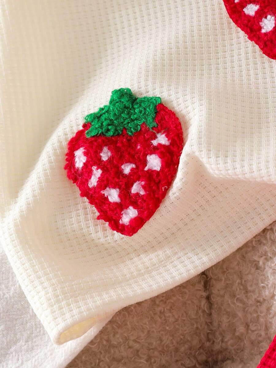 Baby Girl 2-Piece Summer Cherry Embroidered Top and Ruffle Shorts Outfit