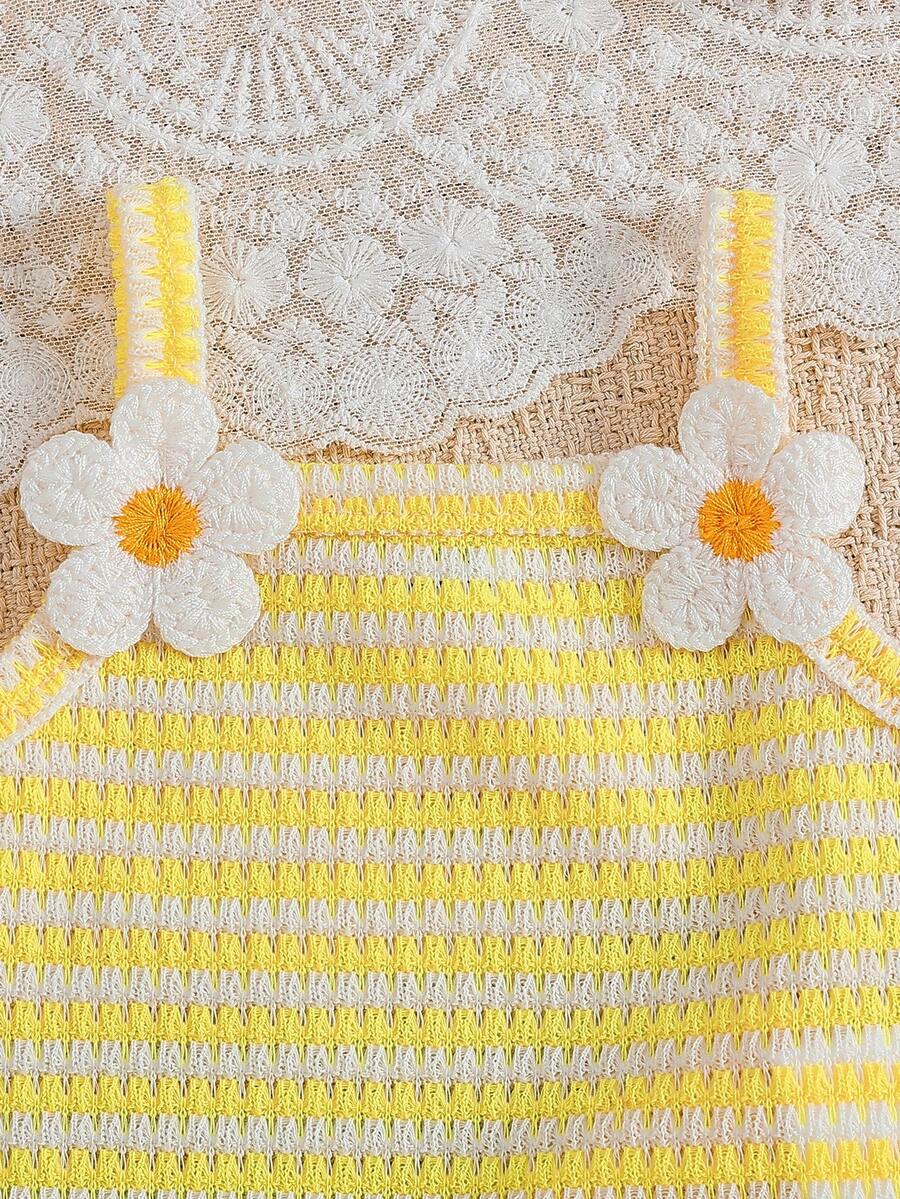 Striped Knit Camisole And Shorts Set For Baby Girls Summer Vacation Wear