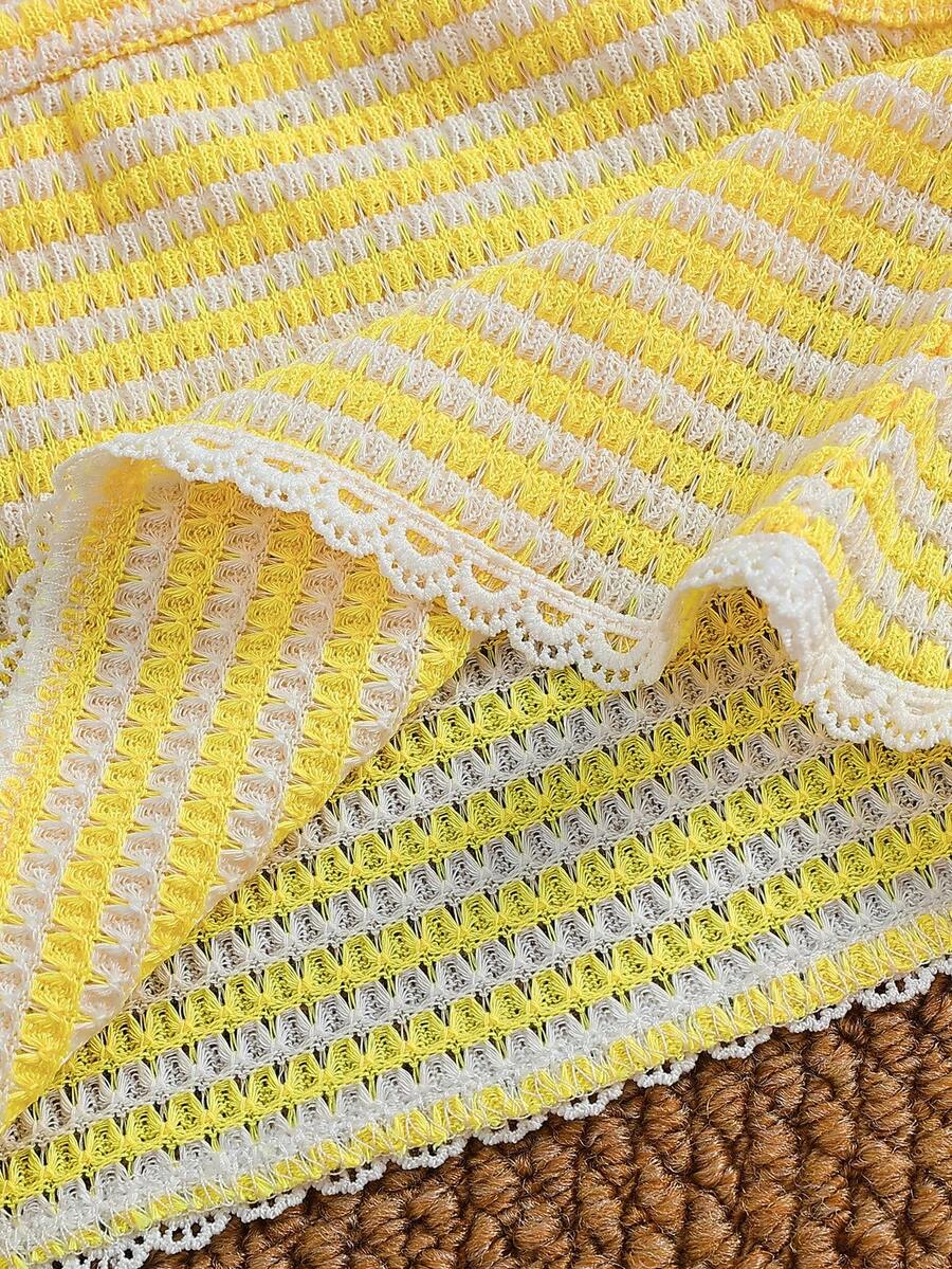 Striped Knit Camisole And Shorts Set For Baby Girls Summer Vacation Wear