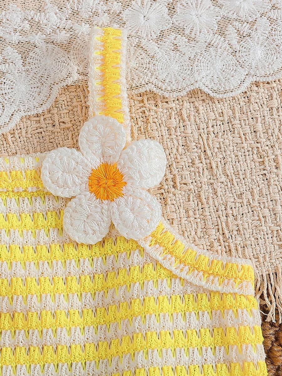 Striped Knit Camisole And Shorts Set For Baby Girls Summer Vacation Wear