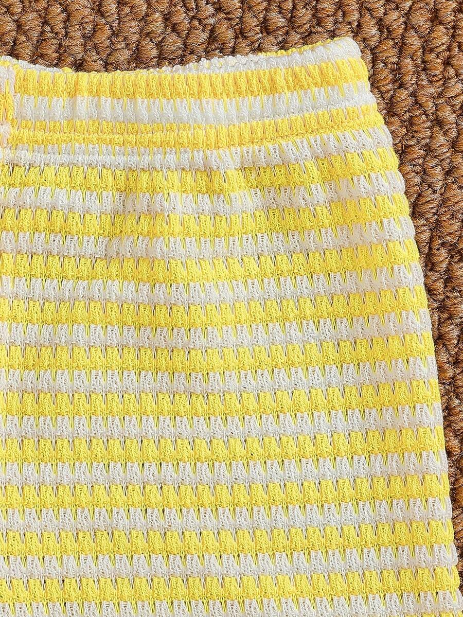 Striped Knit Camisole And Shorts Set For Baby Girls Summer Vacation Wear