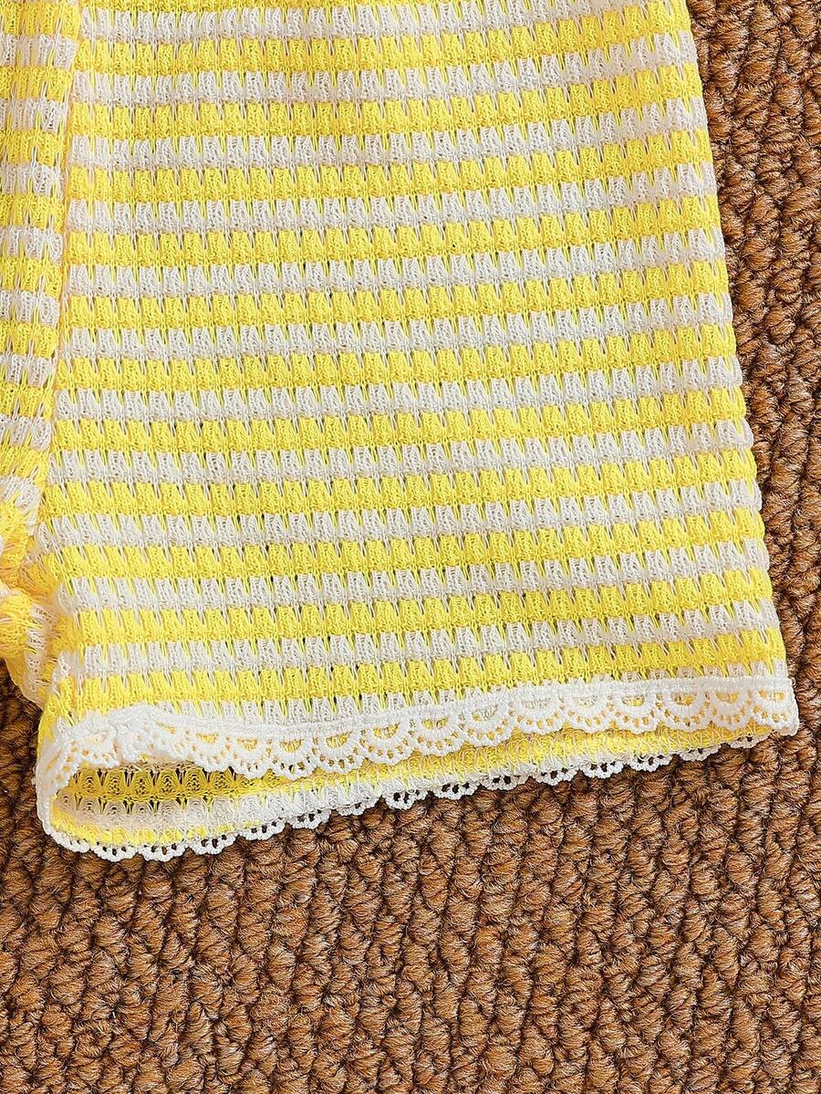 Striped Knit Camisole And Shorts Set For Baby Girls Summer Vacation Wear